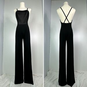 Adam by Adam Lippes Black Satin-Panel Wide-Leg Jumpsuit